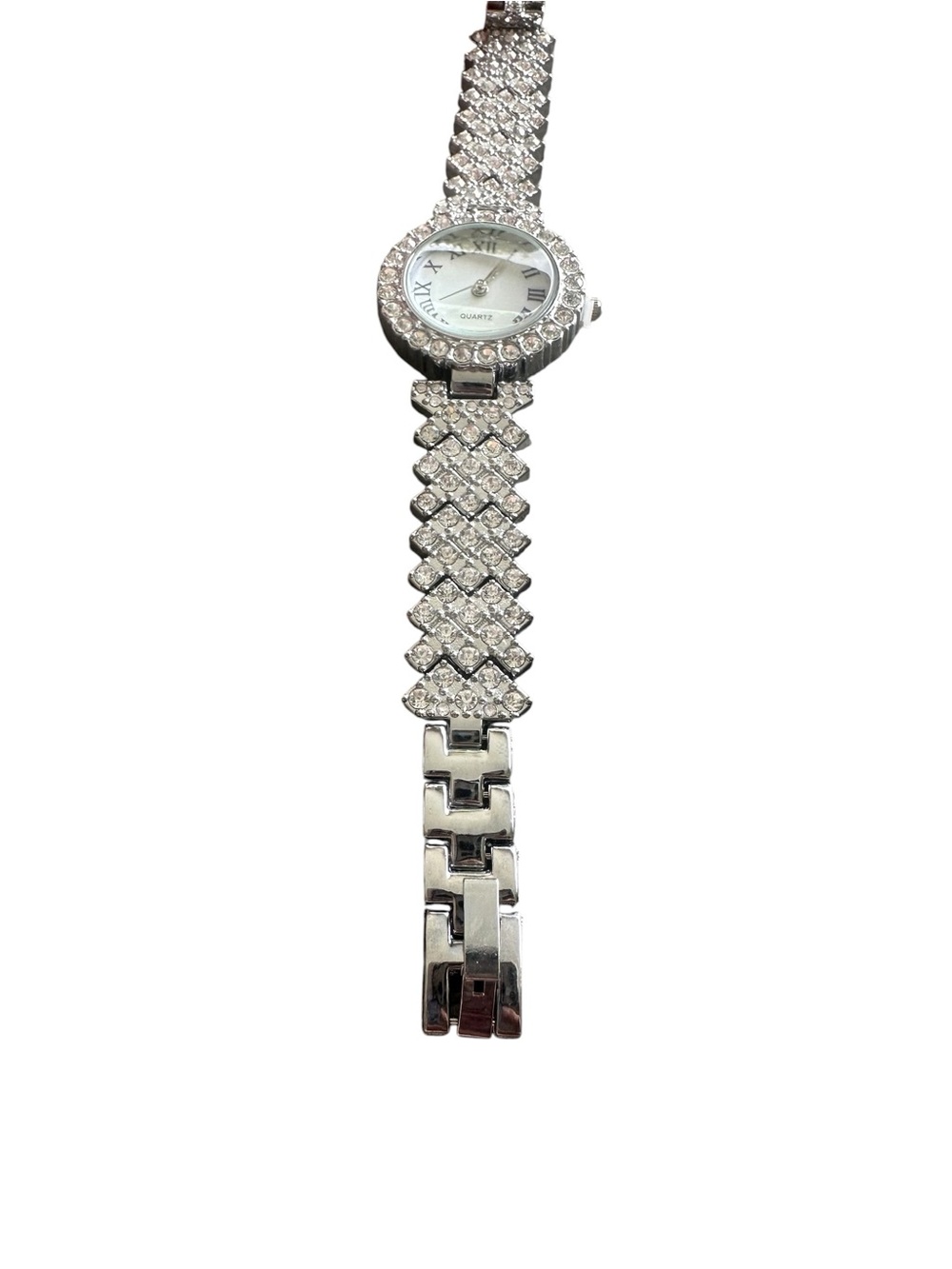 Silver Rhinestone Accented Quartz Watch - Picture 7 of 8